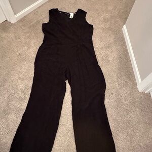 Boden Black V-Neck Jumpsuit with Wide-Leg Design